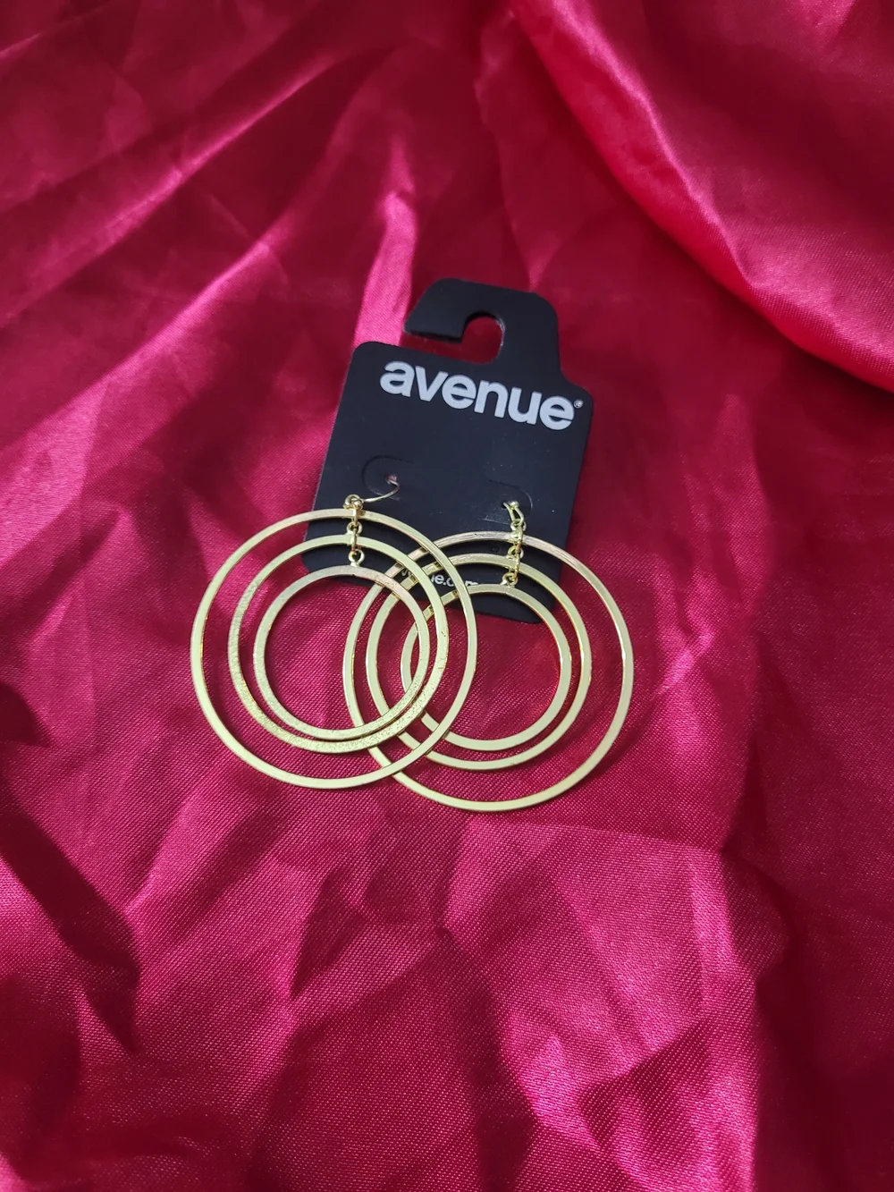Avenue Gold-Tone Triple Hoop Drop Earrings
